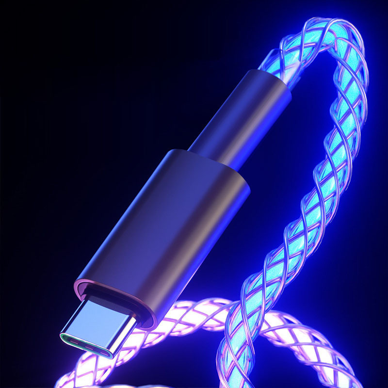 RGB data line car luminous breathing gradient PD super fast charge for Apple Android TypeC data line