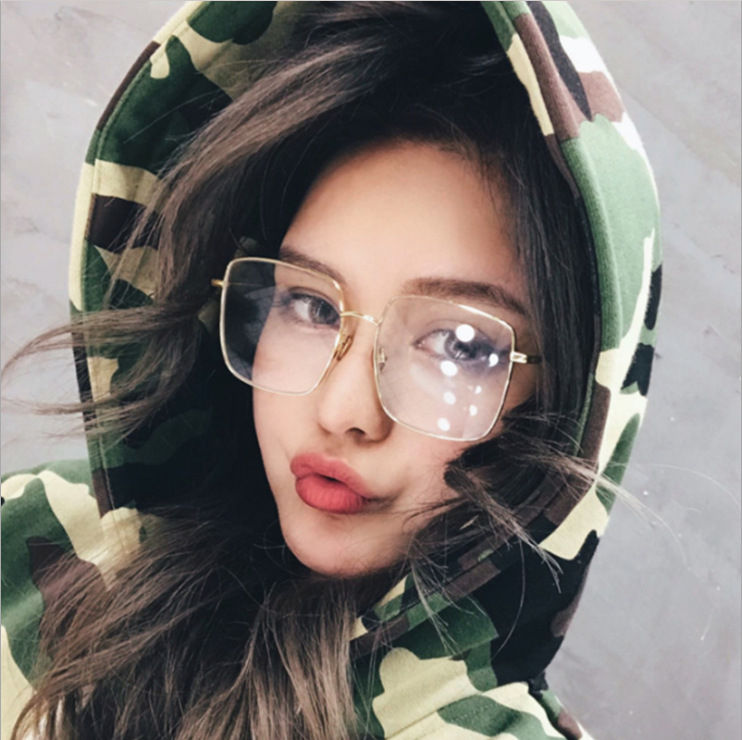 Zhou Yangqing Same Style Glasses Women's Internet-famous Star Style Square Flat Glasses Frame Men's Eyes Korean Style Fashionable Vintage