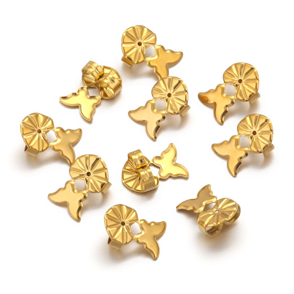 Stainless steel earplugs back device earrings base column DIY heart-shaped butterfly blocking cap earrings making accessories