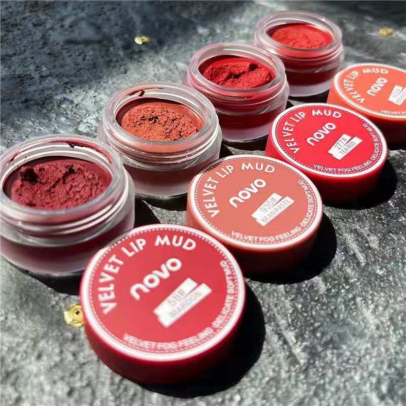 NOVO5461 lip mud canned jelly makeup velvet bean paste red brown non-stick Cup student female lipstick Internet Celebrity recommend