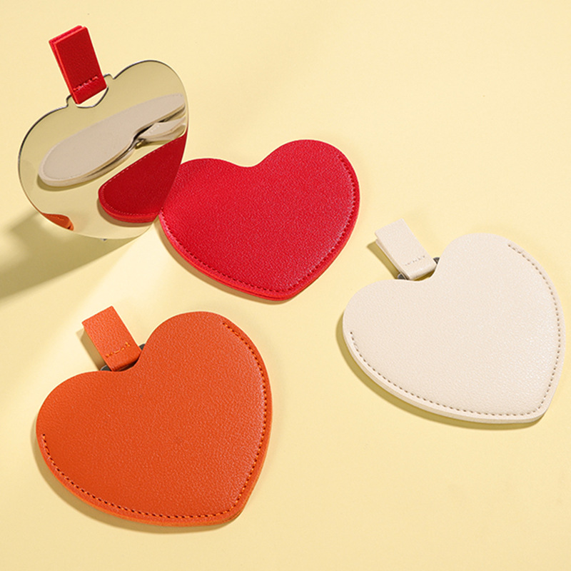 logo love portable female stainless steel makeup mirror carry-on mirror gift small mirror personality design mirror