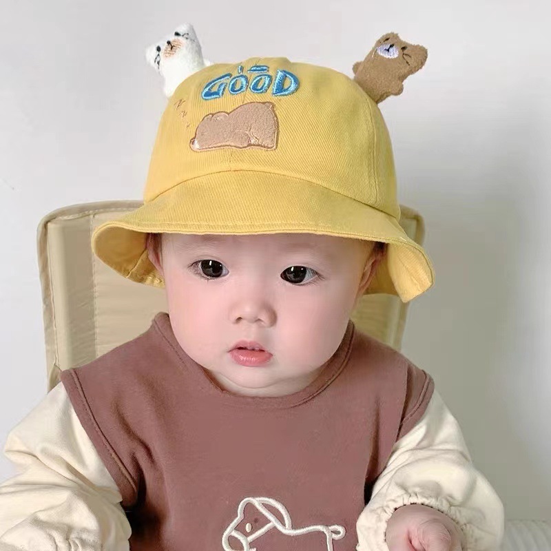 Baby Hat Spring and Autumn Thin Baby Cute Super Cute Basin Hat All-match Sunshade Sunscreen Fisherman Hat for Boys and Girls