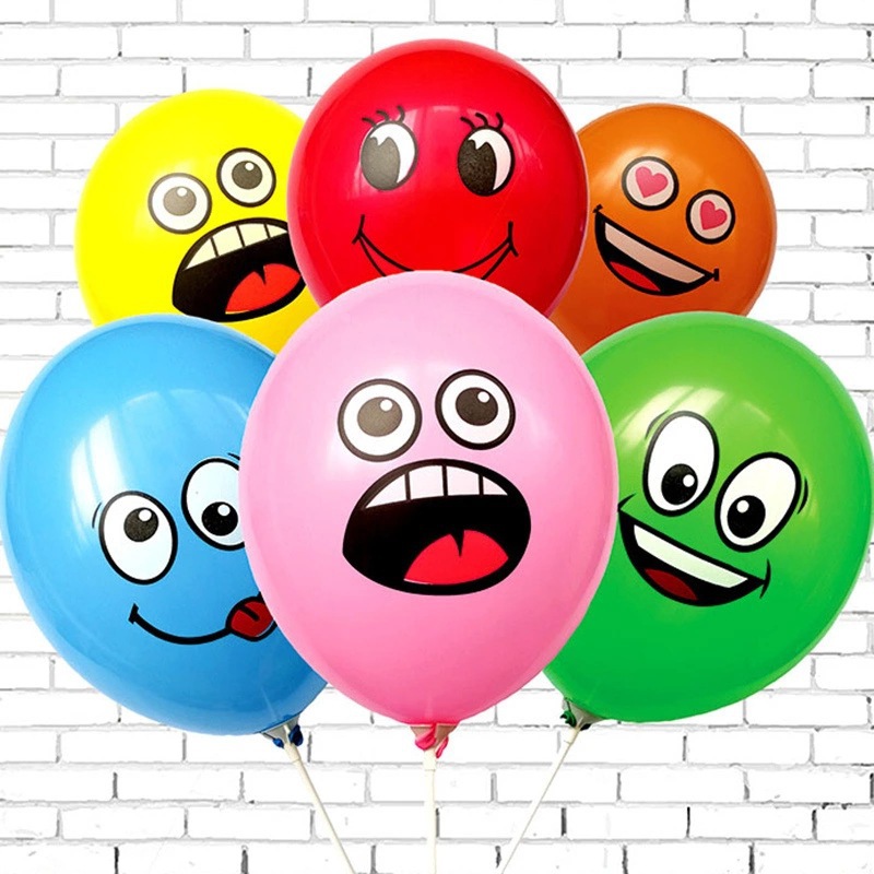Yellow expression balloon thickened round expression bag balloon ground push 12 inch latex balloon children's toy manufacturers wholesale