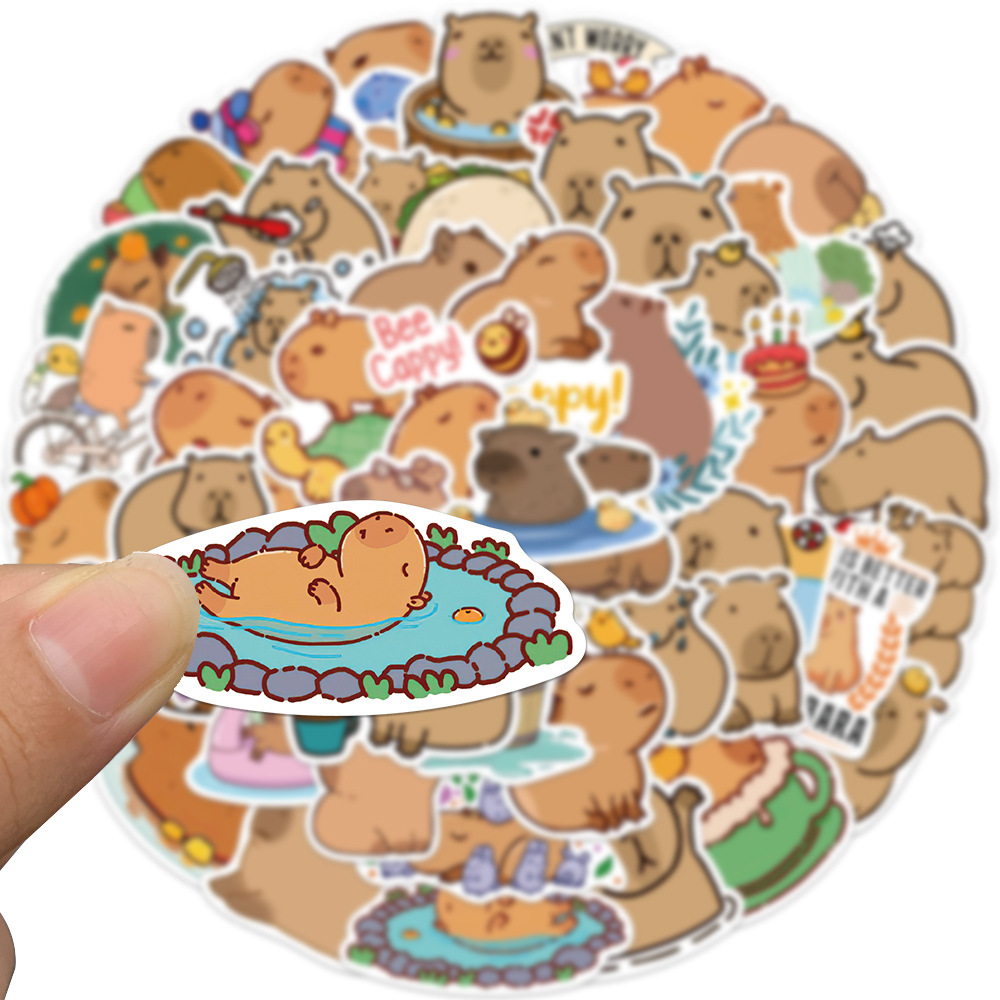 50 cartoon capybara graffiti stickers decorative computer water Cup luggage pen guitar notebook DIY waterproof stickers