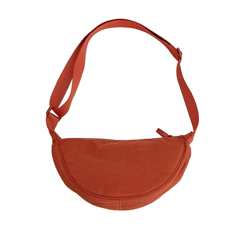 Ujia Dumpling Bag Solid Color Nylon Retro Stylish Fashion Student Underarm Bag Shoulder Bag Crossbody Bag All-match Cloth Bag