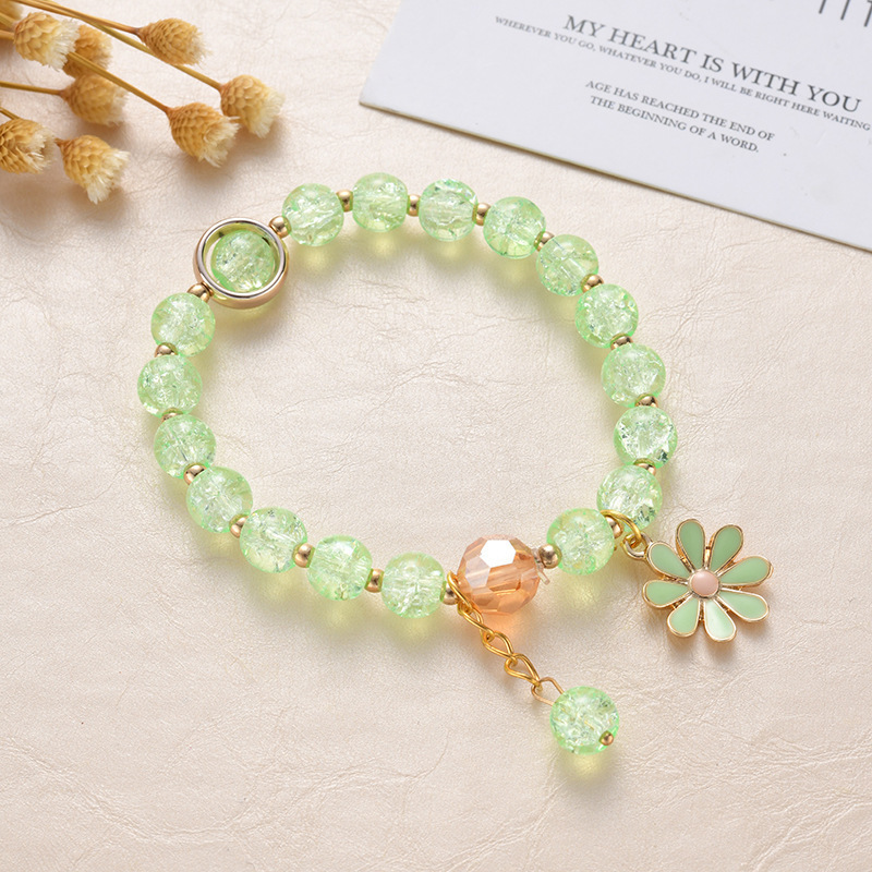 New Popcorn Crystal Bracelet Women's Pink Crystal Sun Flower Sister Girlfriend Student Bracelet Small Daisy Bracelet Wholesale