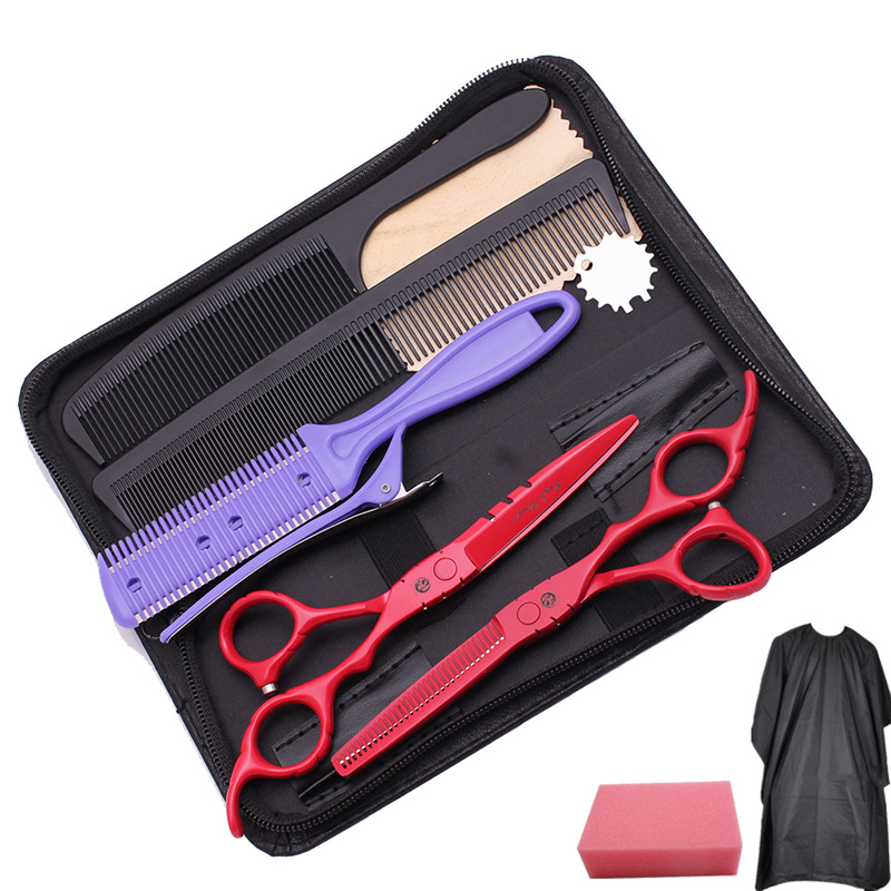 Barber Scissors 5.5/6 inch Hair Salon Professional Flat Teeth Cutter Hair Salon Hairdressing Tools Thinning Bangs Household Set