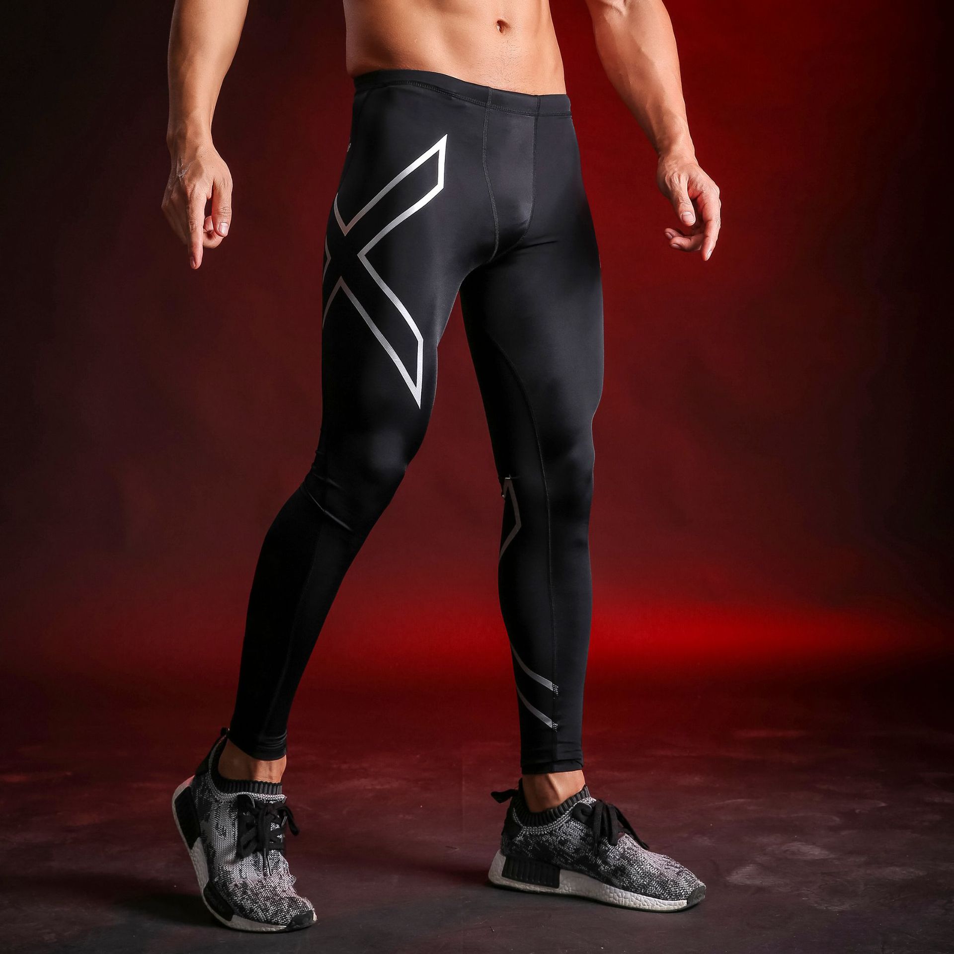 Cross-border Fitness Tight Compression Pants Men's High Elastic Running Breathable Yoga Pants Moisture-wicking Quick-drying Riding Pants Women