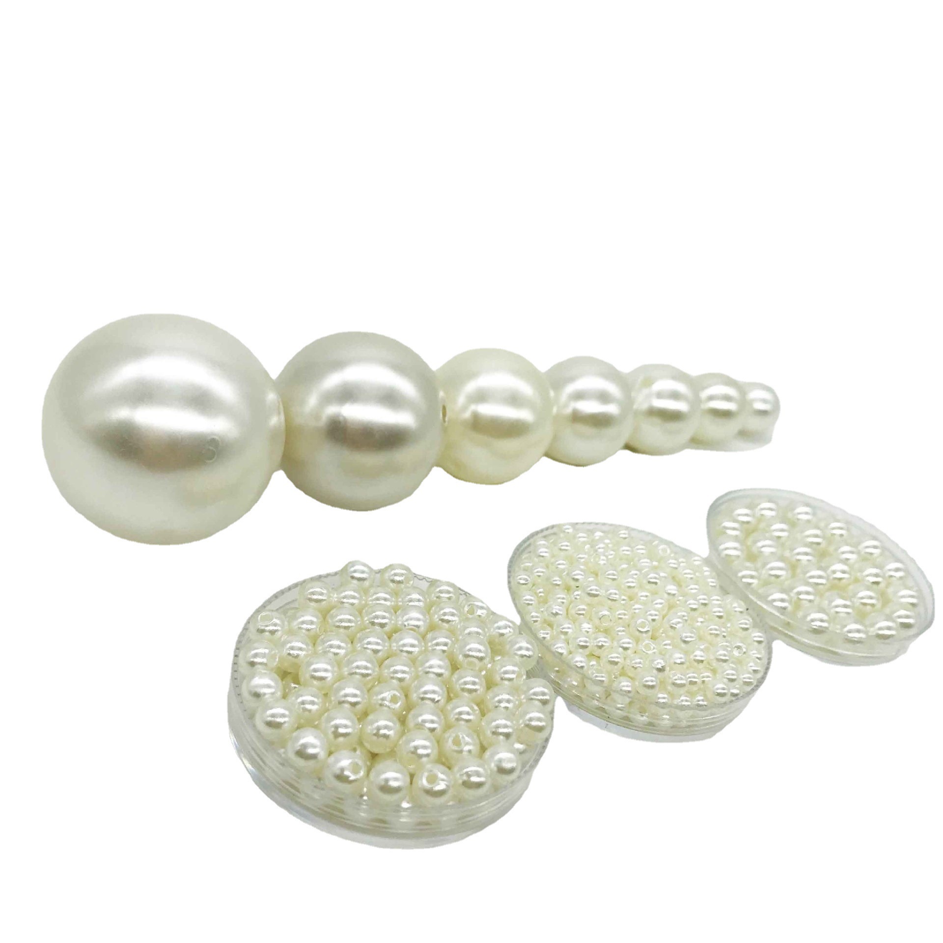 ABS imitation pearl straight hole loose beads 3-40mmdiy accessories decorative double hole round beads wedding pearls wholesale