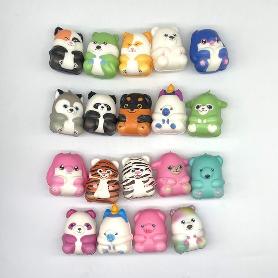 Cross-border blind box decompression toy Squishy cartoon twisted egg doll animal PU slow rebound pinch Music 24 models