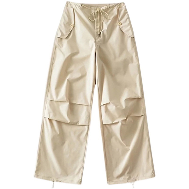Design Sense Multi-Pocket Loose Casual Handsome Dancing Paper Bag Trousers Hot Girls High Waist Strappy Lace-Up Overalls