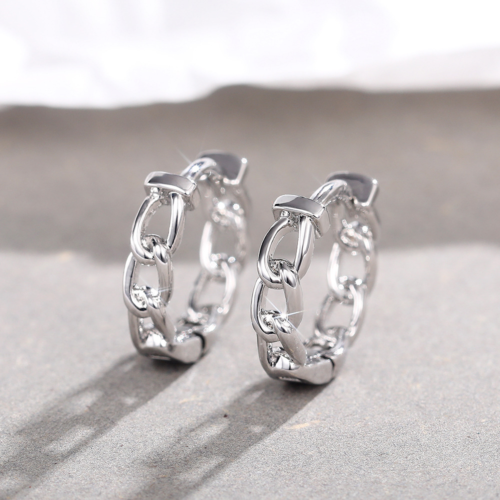 Cao's new style ear jewelry for Europe and America, fashionable polished chain ear hoop ear clip, simple and personalized earrings 