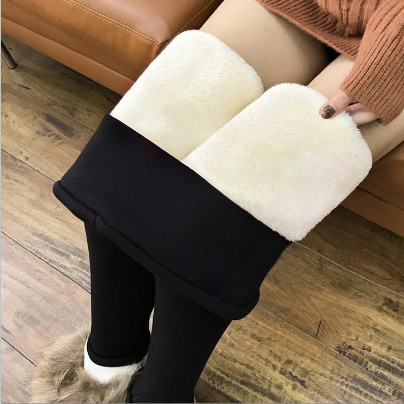 Pinduoduo Cross-border Thickened Lamb Fleece Leggings Women's Outer Wear Fleece-lined Thickened Leggings Women's High Waist Stretch Cotton Pants