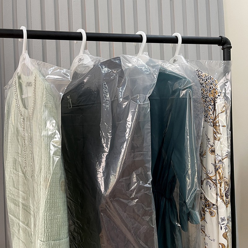 Clothes Dust Cover Transparent Disposable Clothes Hanging Bag Dry Cleaner Suit Coat Dust Cover Garment Plastic Dust Bag