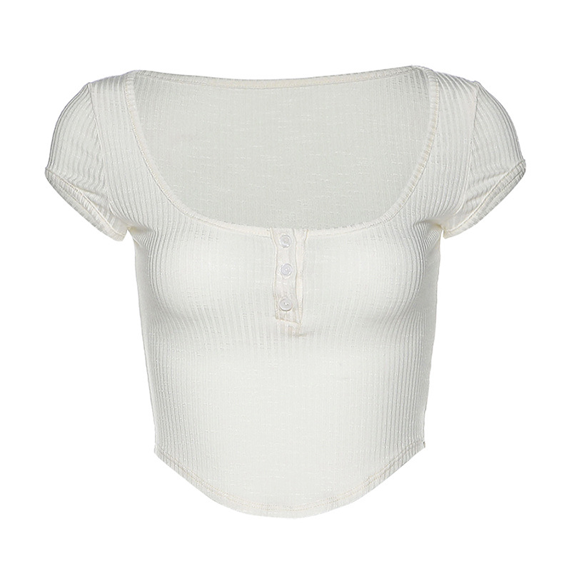 European and American hot girl style solid color navel sexy short-sleeved T-shirt Women's Super figure versatile short top spring and summer New