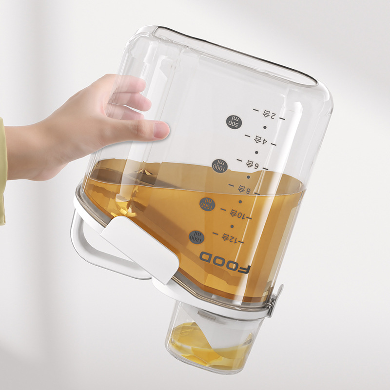 Japanese Style Cereal Tank with Measuring Cup Portable Household Grain Transparent Storage Tank Large Capacity Food Grade Sealed Tank