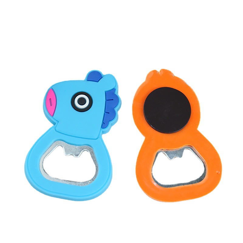Factory wholesale cartoon keychain bottle opener pvc soft glue bottle opener beer bottle opener refrigerator bottle opener
