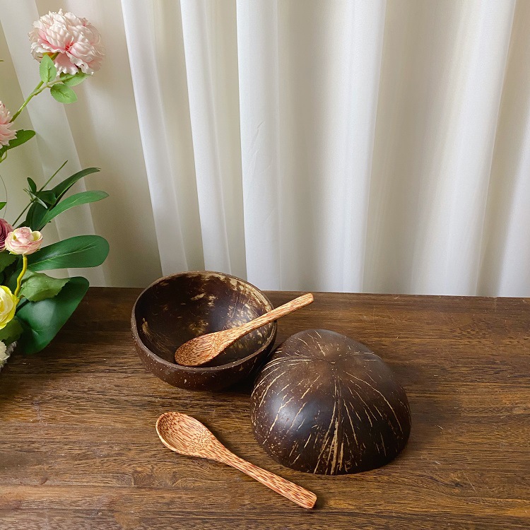 Vietnam Coconut Shell Bowl Coconut Shell Storage Decorative Tableware Rice Bowl Sugar Water Light Food Container Fruit Milkshake Sala Bowl