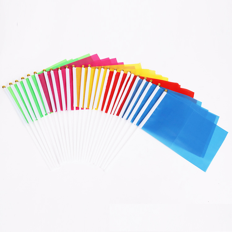 14*21cm solid color hand flag in stock white red flag factory blue flag No.7 No.8 with pole