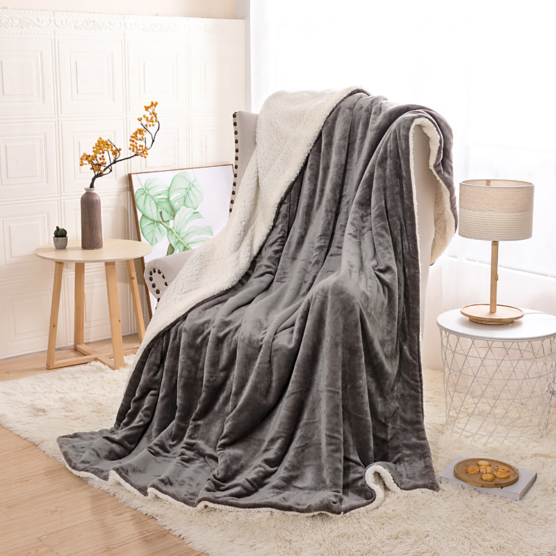 Lamb Fleece Blanket Double-layer Soft Lamb Fleece Blanket Cover Blanket Thickened Solid Color Blanket Coral Fleece Blanket Flannel