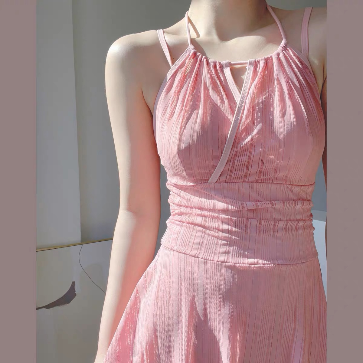 Women's one-piece neck swimsuit dress dress swimsuit sexy beautiful back slim swimsuit wholesale Yiwu Polis