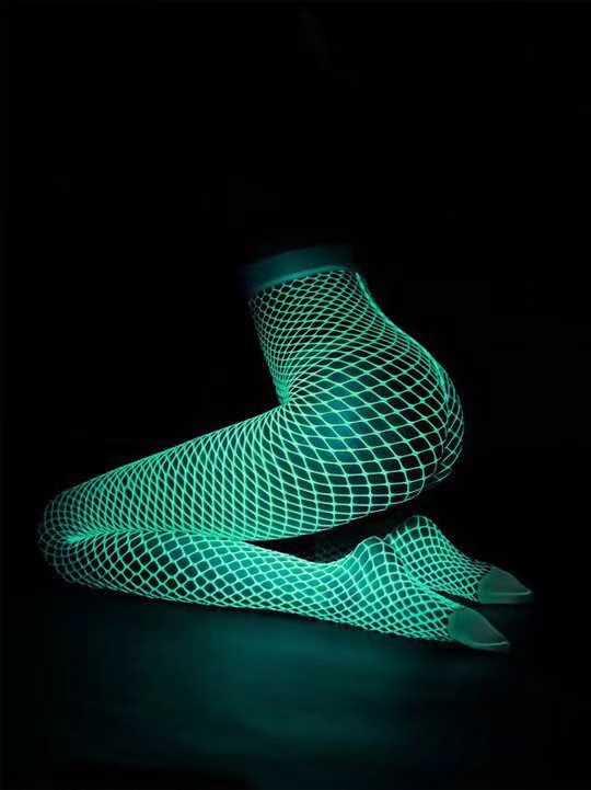 Glow-in-the-dark pantyhose, sexy fishnet stockings, sexy hollow closed crotch, open and unopened small, medium and large fishnet stockings