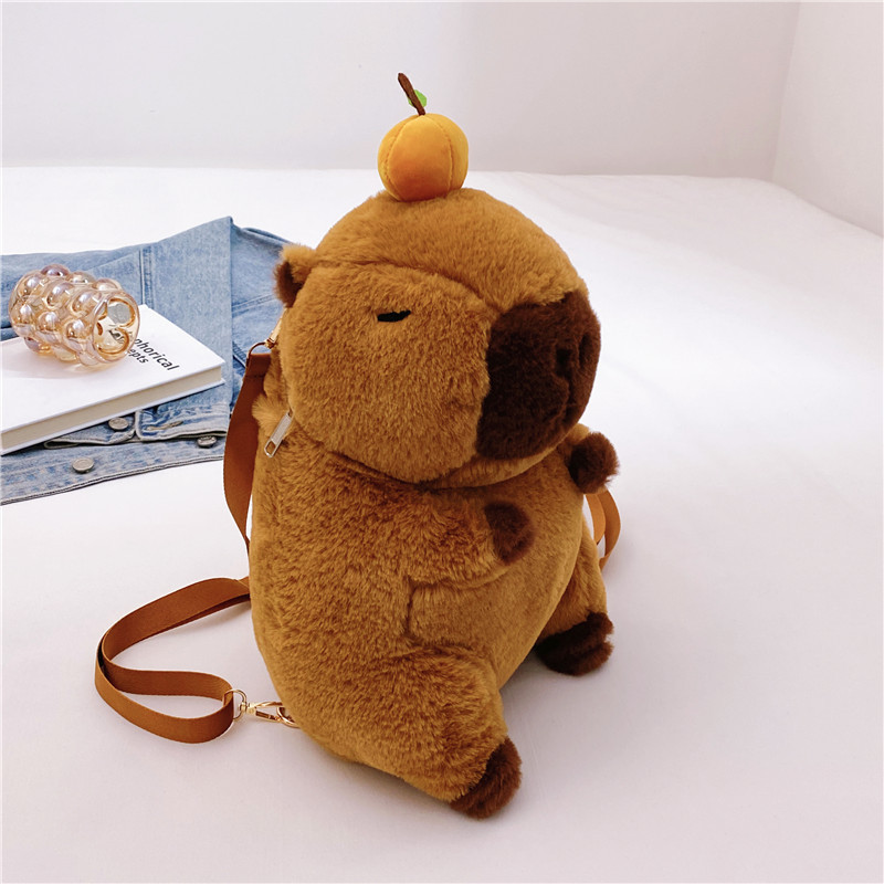 Kapibala Plush Bag Backpack Children's Capybara Bag Cute Animal Doll Backpack Cartoon Doll