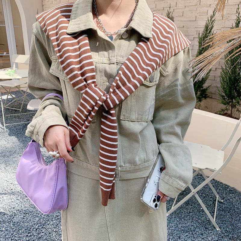 Striped Knitted Shawl Shoulder Waistcoat Shoulder Waistcoat Shoulder Waistcoat