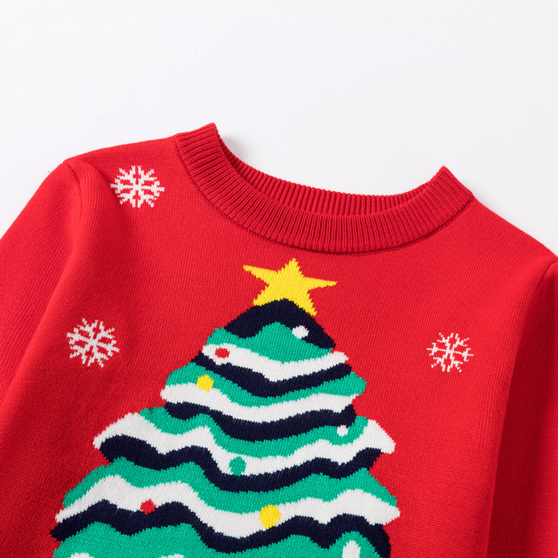 Factory Direct Sales new autumn and winter European and American children's Christmas tree red sweater pullover girls' baby bottoming sweater
