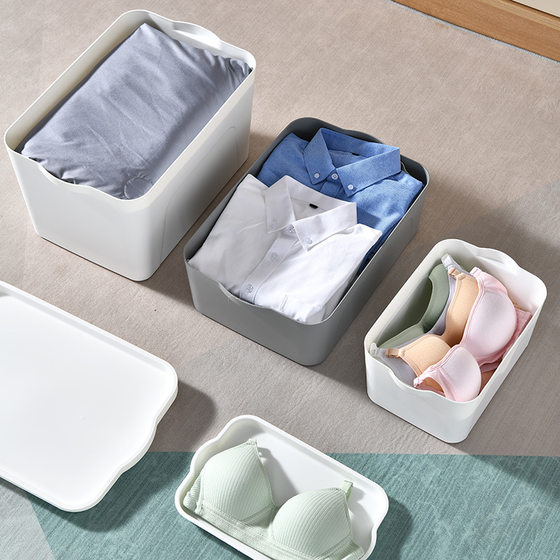Korean Style Thickened Storage Box Large Drawer Collating Lid Plastic Storage Box Clothes Wardrobe Grocery Box