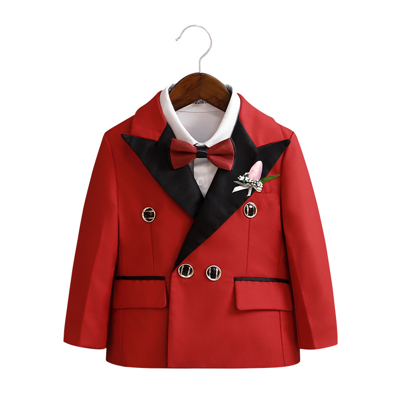 Children's Small Suit Autumn and Winter Wedding Flower Girl Performance Boys' British Performance Clothes Baby's Birthday One-Year-Old Dress