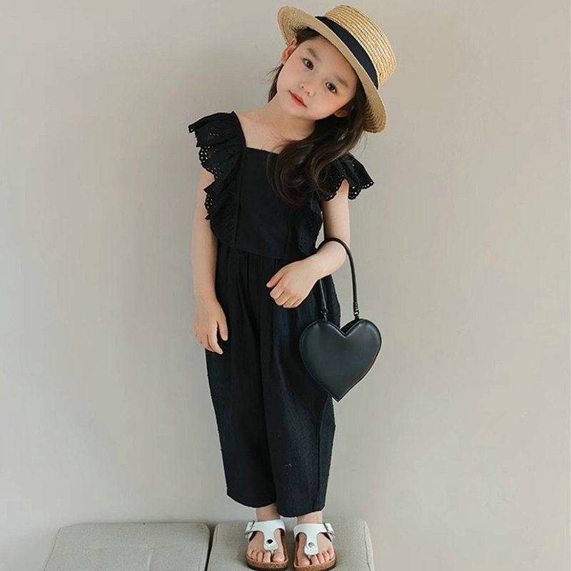 Children's Girl's suit Lace Flying Sleeve Top with 9-point Pants 2024 Summer New Foreign Trade Children's Wear