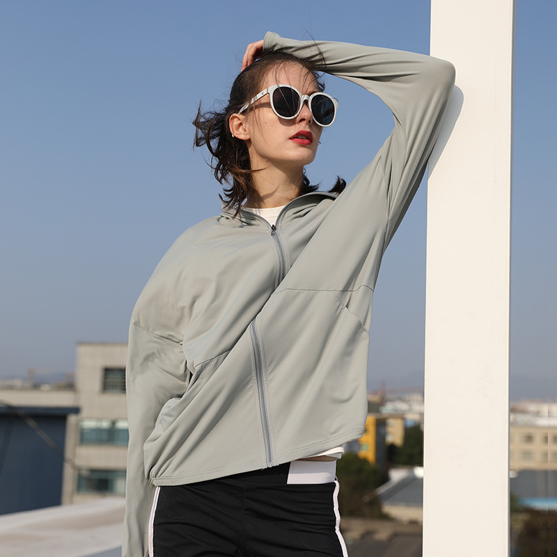 Sun protection clothing summer Thin Ice Silk breathable sun protection cardigan top UV protection outdoor sports loose sun protection clothing