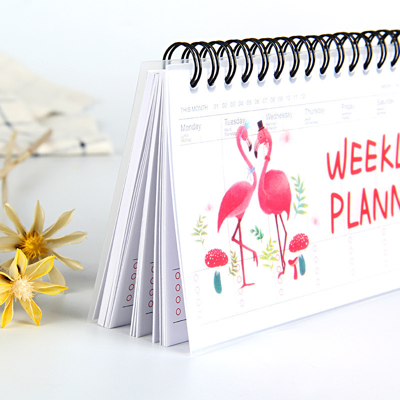 Cartoon can tear week plan schedule notebook student portable coil flip notepad 4 options