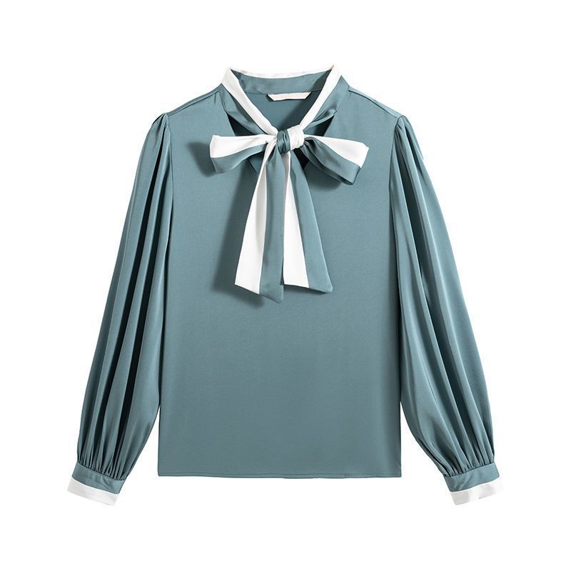 Bow professional shirt women's long sleeve 2023 early autumn new top design niche spring and autumn chiffon shirt