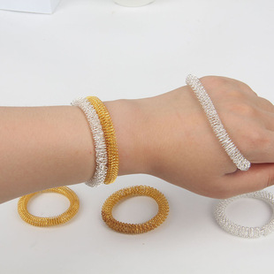 Cross-Border spring steel ring bracelet decoration Meridian activity spring golden silver wrist massage spring decompression toy