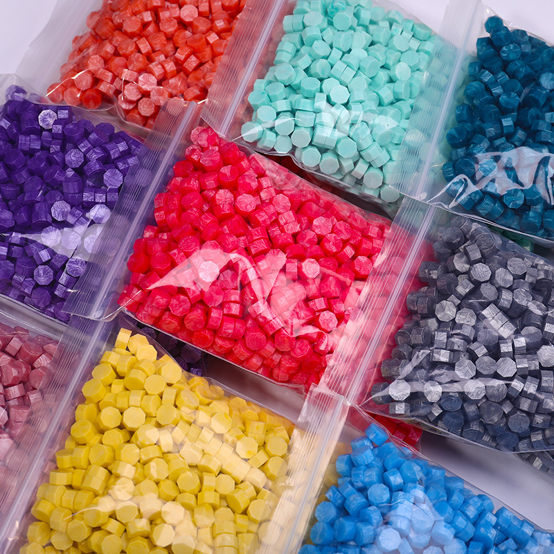 Fire paint wax grain catty fire paint seal full in stock octagonal transparent colorful mixed color bag wax cheap wholesale