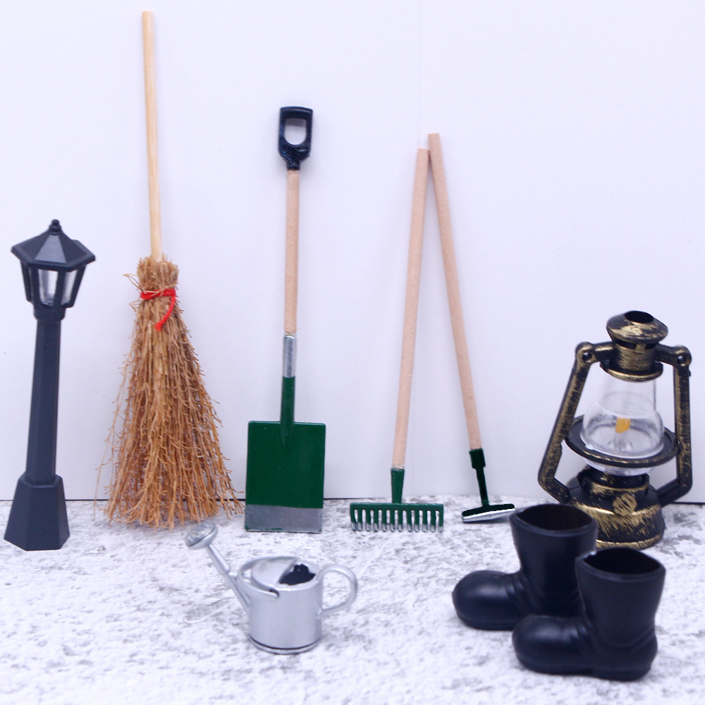 Dollhose doll house garden farm tools OB11 working tools model BJD mini hoe shovel rake