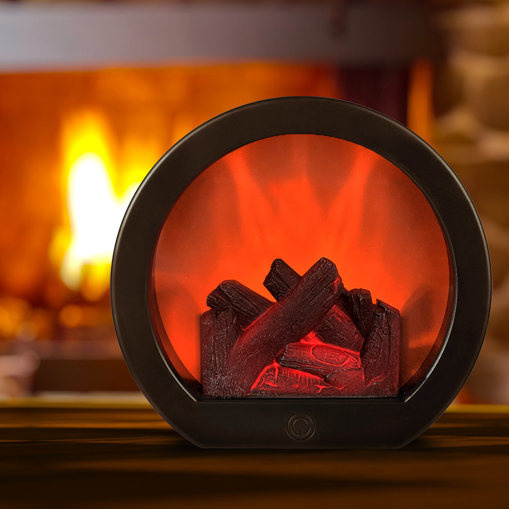 Decorative LED simulation fireplace creative small ornaments home soft decoration crafts candlestick simulation charcoal flame wind lamp