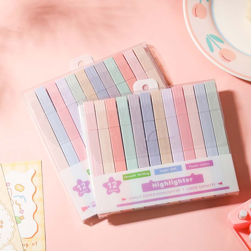 Cross-border hot-selling oblique head highlighter eye protection color accent marker pen boxed high-looking student account pen wholesale