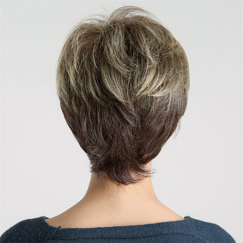 Tiktok foreign trade supply wig women's oblique bangs short curly hair European and American fashion highlights short hair headgear overseas generation hair