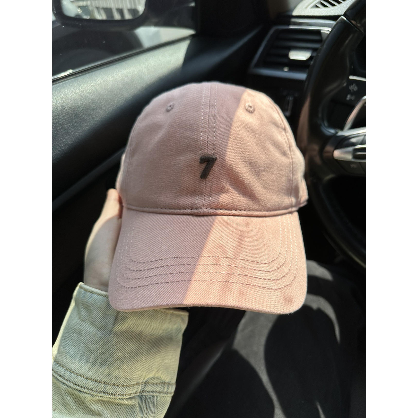 [Zhirou] 2023 New embroidered 7 baseball hat men's and women's wide brim high top face-looking small peaked cap
