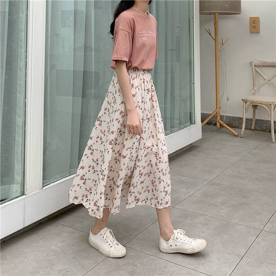 Skirt A- Shaped Flower Fairy Super Fairy Mori Style Fairy Fresh and Slimming Elegant Long Skirt 2024 Summer