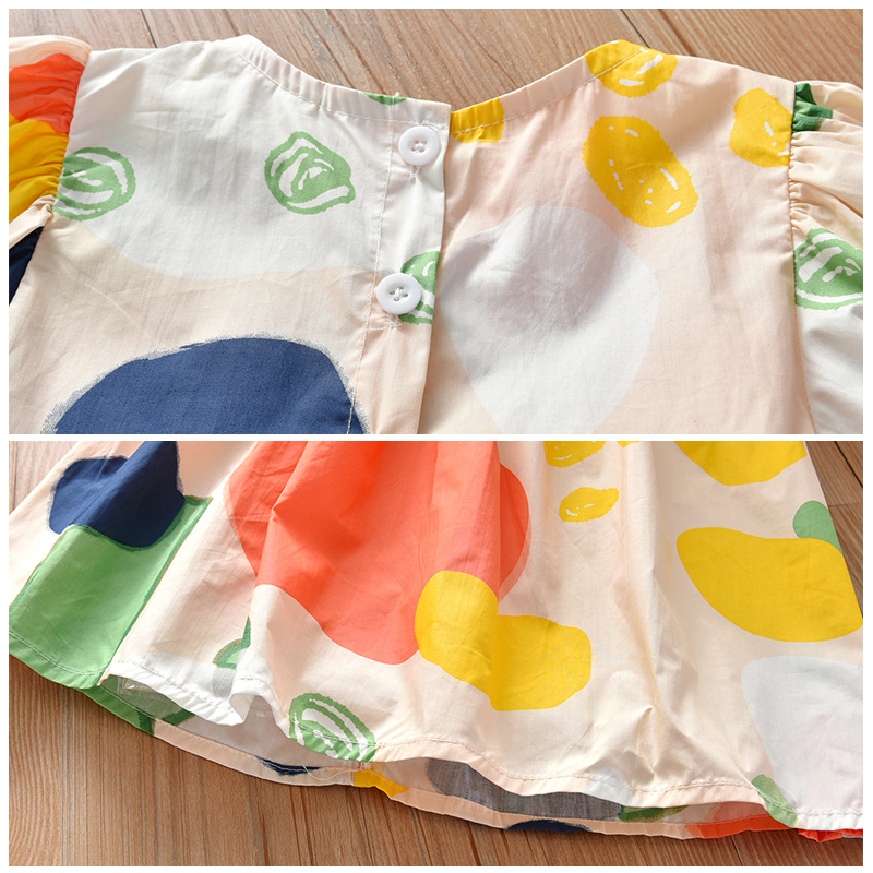 Girls' Dress Summer Puff Sleeve Princess Dress 2021 New Korean-style Short-sleeved Colorful Spot Internet Red Lining Dress