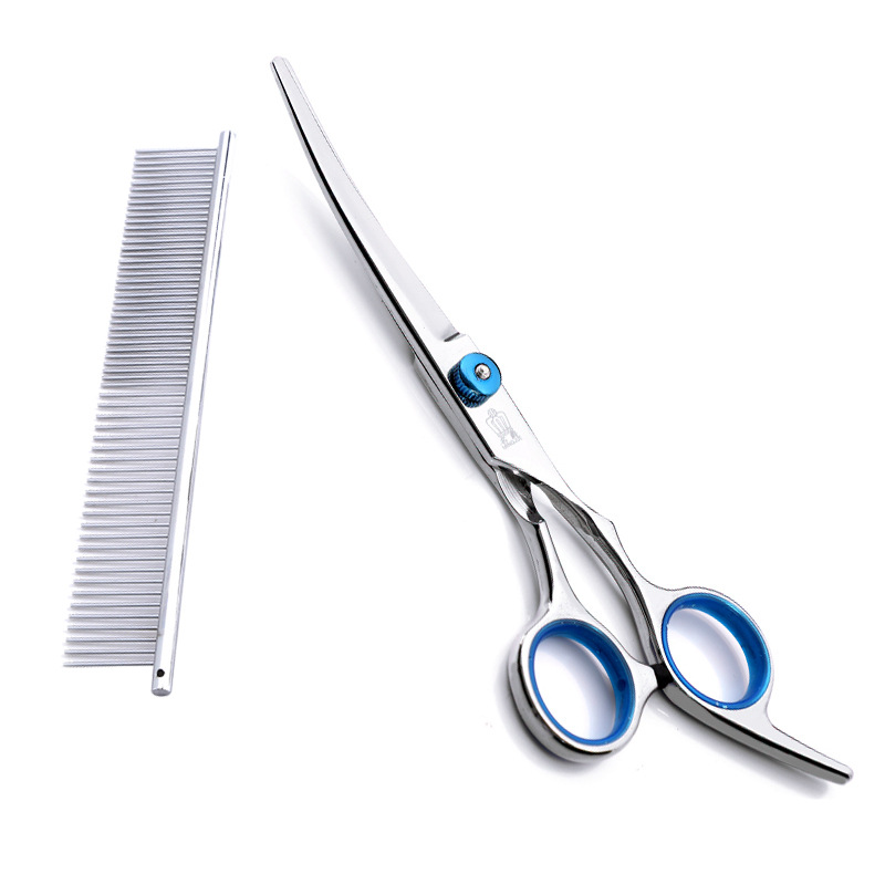 Spot wholesale 6 inch pet beauty Barber scissors up and down tilt scissors flat scissors tooth scissors thin hairdressing scissors 8-7 piece set