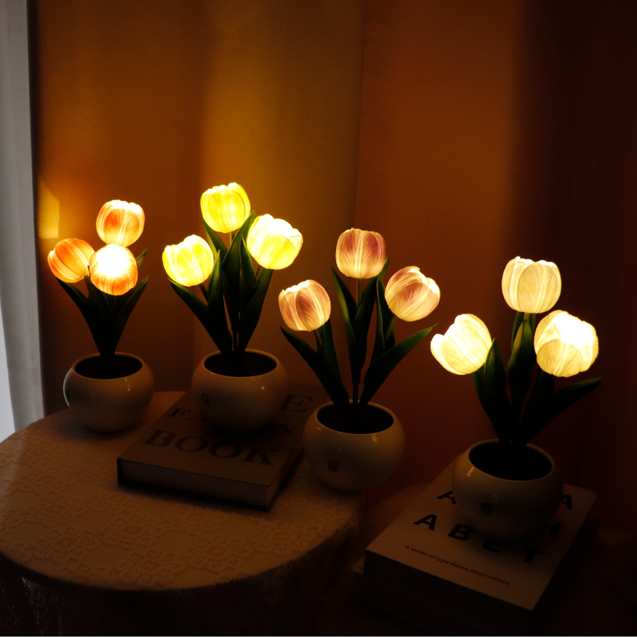 New led Tulip night light dormitory bedside decoration sleep light simulation flower atmosphere light 520 gift