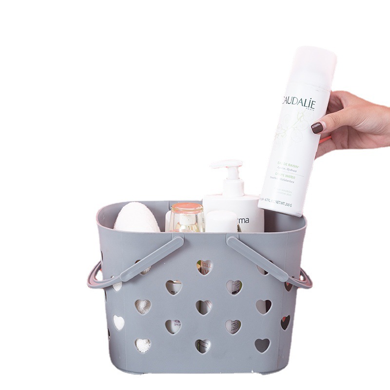 Huis Portable Plastic Bath Basket Bath Basket Toiletries Dormitory Storage Basket Bathroom Bath Blue