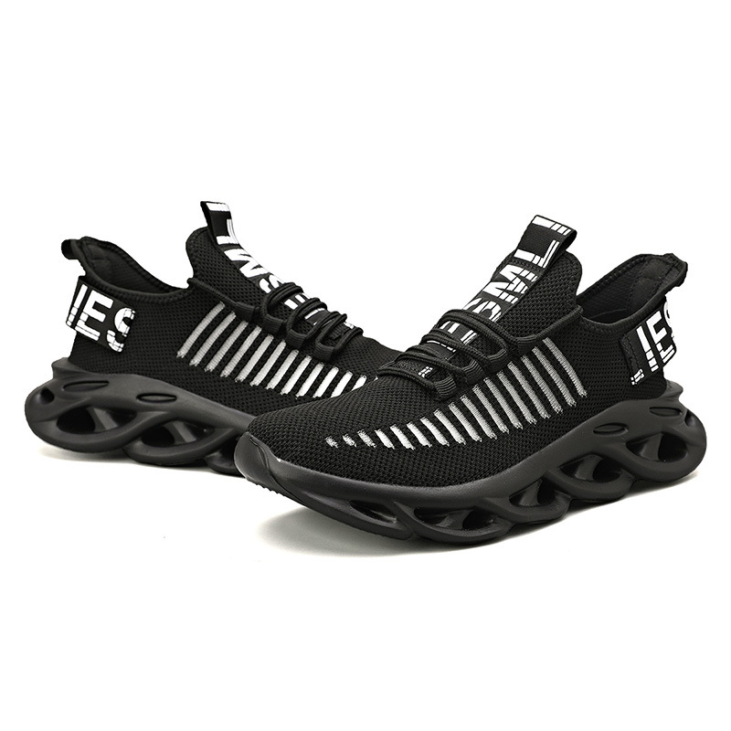 Men's Knife Peak men's shoes spring and autumn mesh flying woven vamp running hollow Korean style plus size sneaker casual shoes