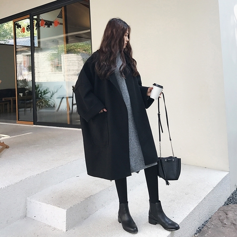 Women's Autumn and Winter New Woolen Coat Korean Style Elegant Western Style Mid-length Cloak Woolen Coat Trendy_voghion.com