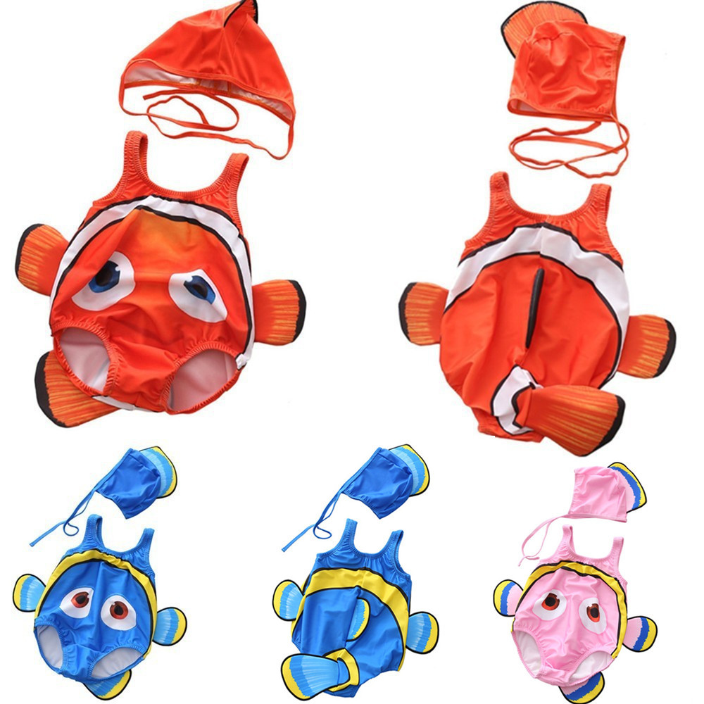 Children's Swimwear Boys and Girls One-piece Swimwear Baby Small and Medium-sized Children Baby Quick-drying Ugly Fish Swimwear Wholesale